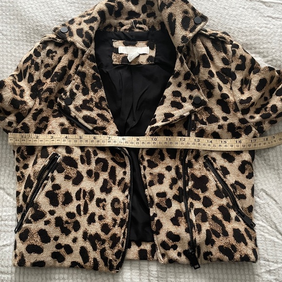 H&M | Cheetah Leopard Crop Motto Jacket Size 2/XS - Picture 5 of 6